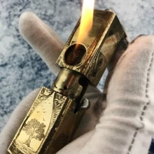 WZH песочные часы со змеей мечом Божией 5 стиль смотреть видео ручной работы латунь 1918 Автоматическая керосиновая трубка узор зажигалка