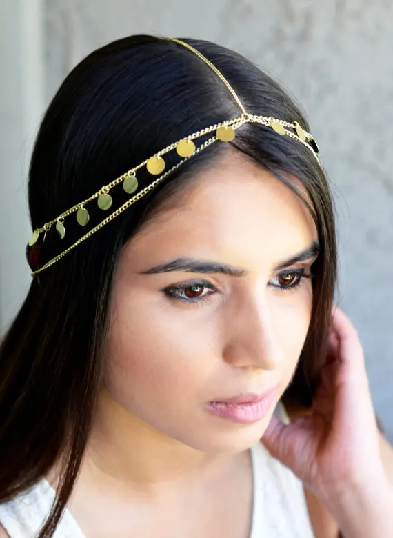 Double gold hair mesh chain, hair accessories, princess tiara, boho