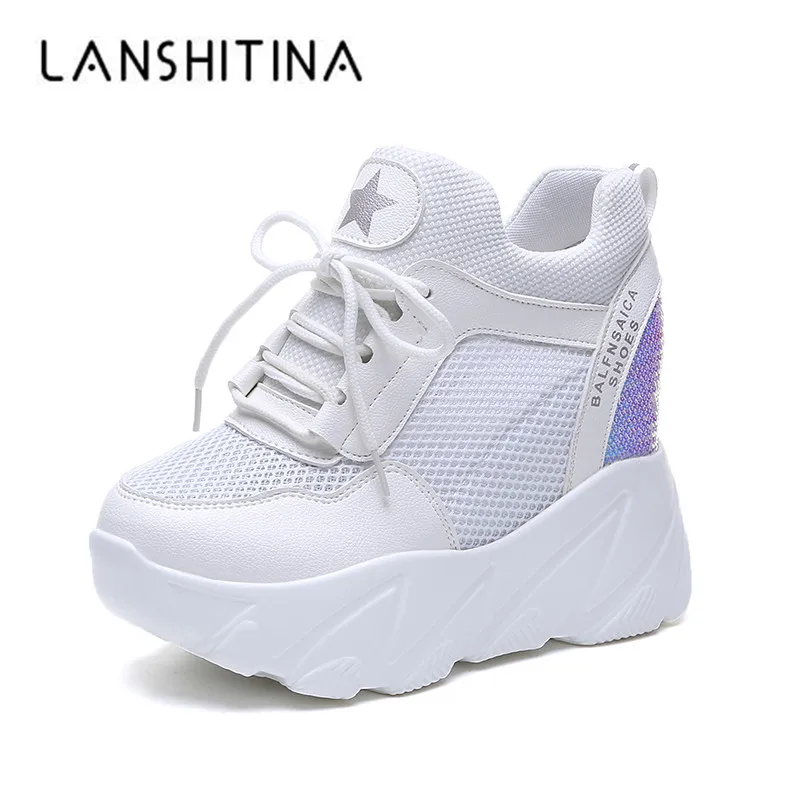 2019 Women's Casual Shoes Mesh Breathable Platform Wedge Heels Shoes 10CM Summer Mesh Sneakers White Shoes Zapatillas Deportivas 2019 Women's Casual Shoes Mesh Breathable Platform Wedge Heels Shoes 10CM Summer Mesh Sneakers White Shoes Zapatillas Deportivas