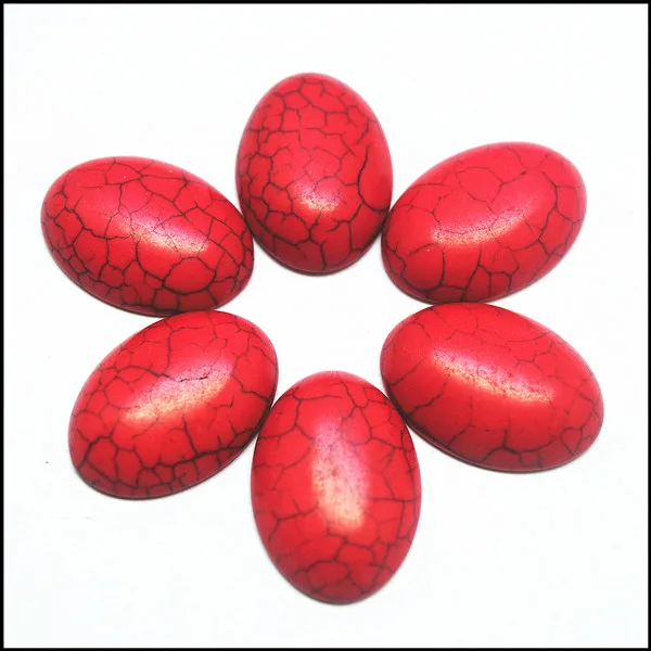 

10pcs red turquoisee stone cabochons new stone CABS no hole size 18x25mm for metal base pendants making