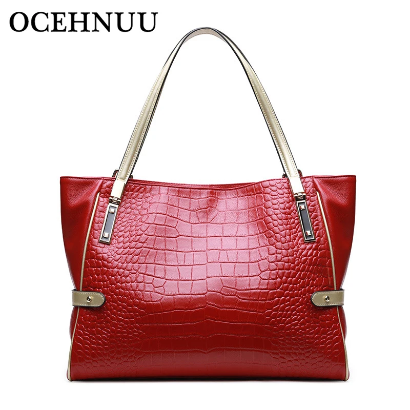 OCEHNUU Big Women Tote Handbags Soft Genuine Leather Ladies Shoulder Bags Luxury Brands Zipper Female Messenger Bag Designer OCEHNUU Big Women Tote Handbags Soft Genuine Leather Ladies Shoulder Bags Luxury Brands Zipper Female Messenger Bag Designer