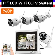4CH беспроводная Wifi 960 P система видеонаблюдения с 11 дюймовым монитором 4 канальный NVR+ 4 шт. 960 P ip-камера Домашняя безопасность комплект видеонаблюдения