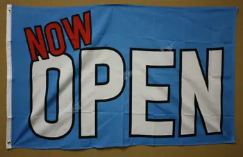

90*150cm Now Open Light Blue Flag Flag