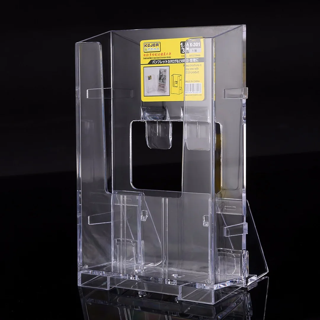 Office Home Display Clear Acrylic Business Transparent Card Holder Brochure Desk Stand Pamphlet Display Paper Holder