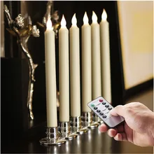 

Flameless White LED Taper Candles with Removable Candle Holders Remote & Timer Included - Set of 6