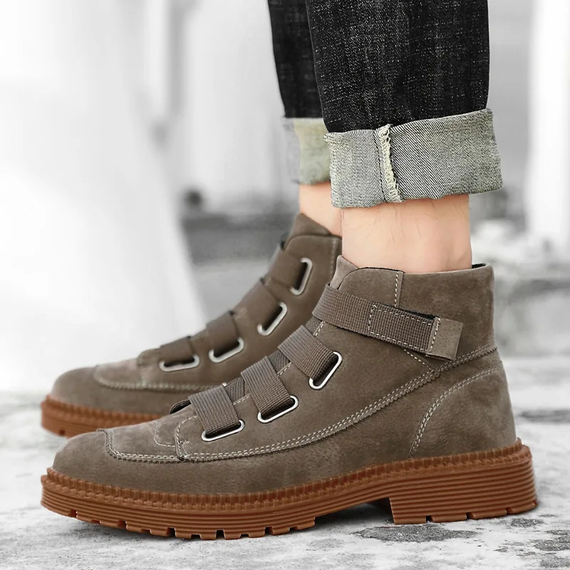 

Masorini New Men Ankle Boots High Top Men Casual Boots Fashion Winter Autumn Warm Fur Male Shoes Man Outdoor Footwear WW-223