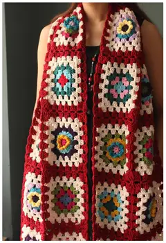 

Handmade Crochet Flowers Table Runner 200X33CM Colorful Throw Shawl Blanket Three Dimensional Flower Scarf Tablecloths