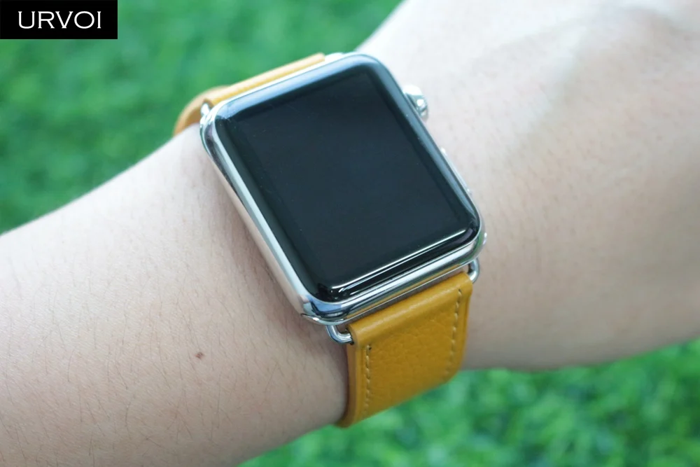 Классическая Пряжка URVOI для Apple Watch, ремешок серии 5 4 3 2 1, ремешок для iwatch, мягкая телячья кожа, пряжка из нержавеющей стали, дизайн