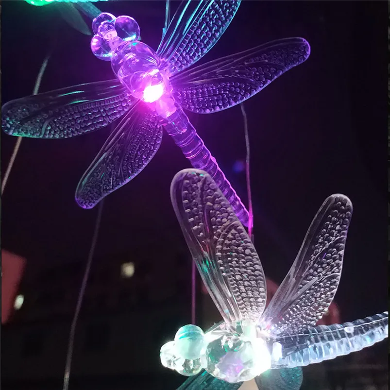 LED Solar Color-Changing Wind Chime Light Powered Dragonfly Garden Light Home Hanging Lamp Decor Luces Led Decoracion3