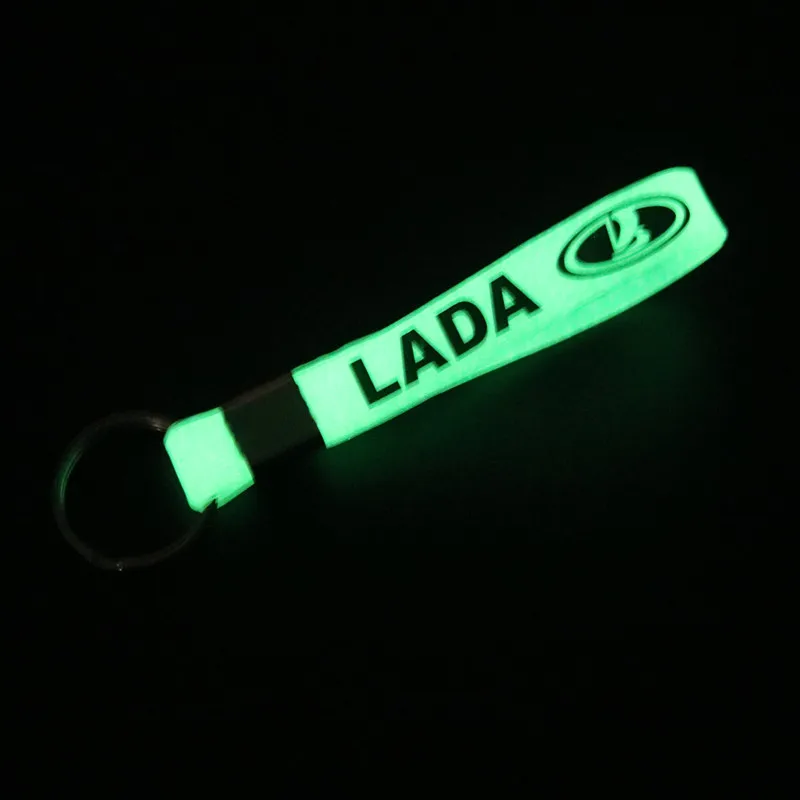 Luminous Silicone Emblem Badge Car Key for Lada Niva Kalina Priora Granta Largus Vaz Samara Key Chain Ring Car Styling - Название цвета: for Lada Luminous