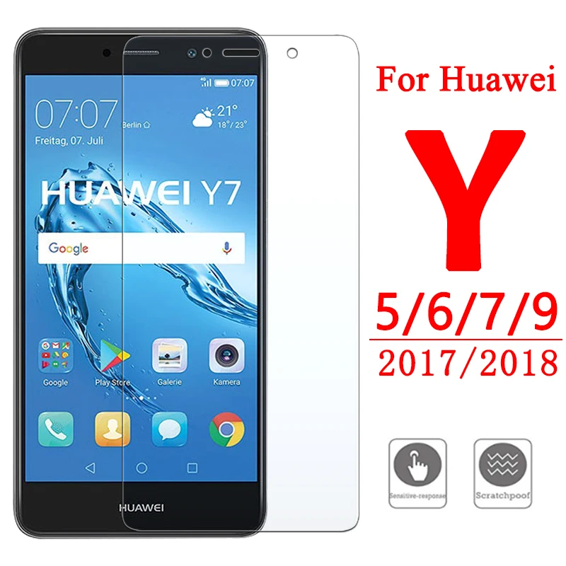 Защитное стекло для Huawei Y9 Y7 Y6 Y5 Y3 Prime 2018 2017 Защитная пленка экрана Tremp Huavei Y 9 7 6 5 ii
