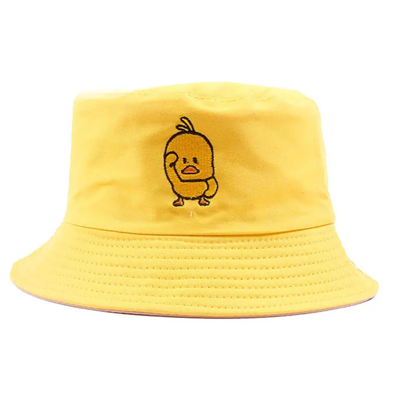 

Skinfullysweet Cotton Double-sided With Cute Little Yellow Duck Bucket Cap Fisherman Hat Outdoor Travel Cap Men And Women Hat