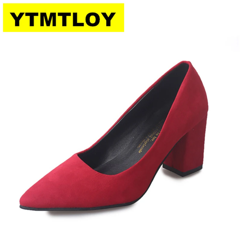 

2019 Women Pumps Ankle Strap Thick Heel Women Shoes Square Toe Mid Heels Dress Work Pumps Comfortable Ladies Shoes 7CM #012