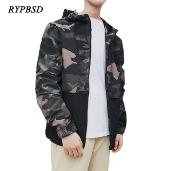 

2018 Spring New Military Camouflage Jacket Men Patchwork Korean Hoodies Casual Slim Zipper Streetwear Men Coat Outerwear M-3XL