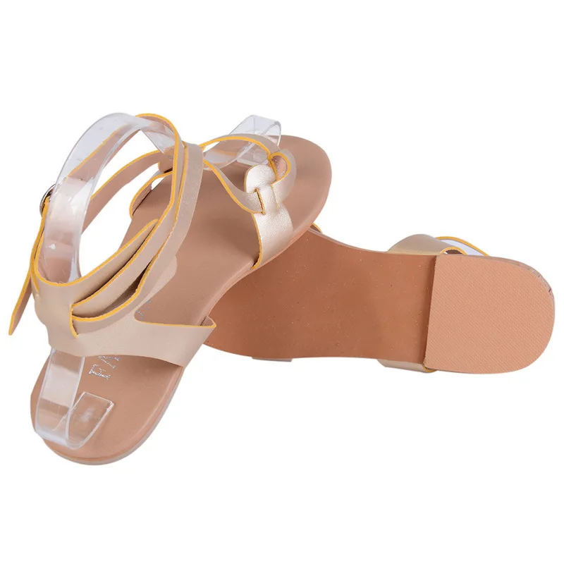 النساء الصنادل صندل مسطح الصيف النساء أحذية كعب الكاحل حزام للنساء روما نمط السيدات أحذية امرأة Sandalie