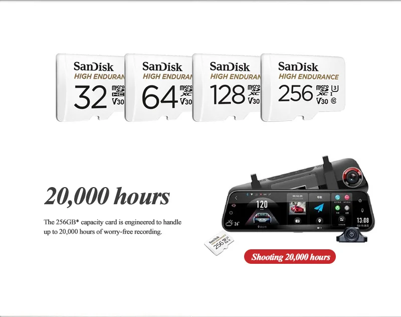 Оригинальный Карта памяти SanDisk 64 GB 32 GB Class 10 U3 V30 высокое Скорость 100 м/с 128 GB высокая выносливость Micro SD карты для видеонаблюдения