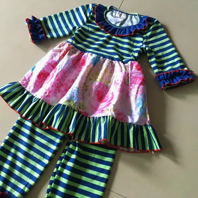 

100% cotton Summer and Autumn Distinctive Ruffle neck 3/4 sleeves style Baby Girls Dress Apparel Accessory for kids's birthday