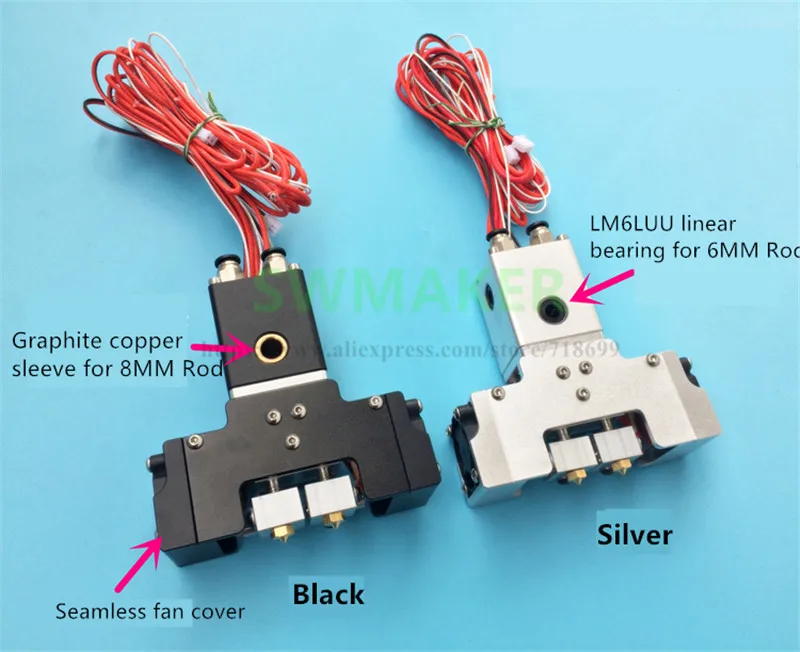 Novo tipo Ultimaker Extrusora de Cabeça 2 + Impressora Chimera Hotend Dupla Extrusora 2 Entrada Liga Alumínio 3d Kit 6 Cheap Peças e acessórios em 3D