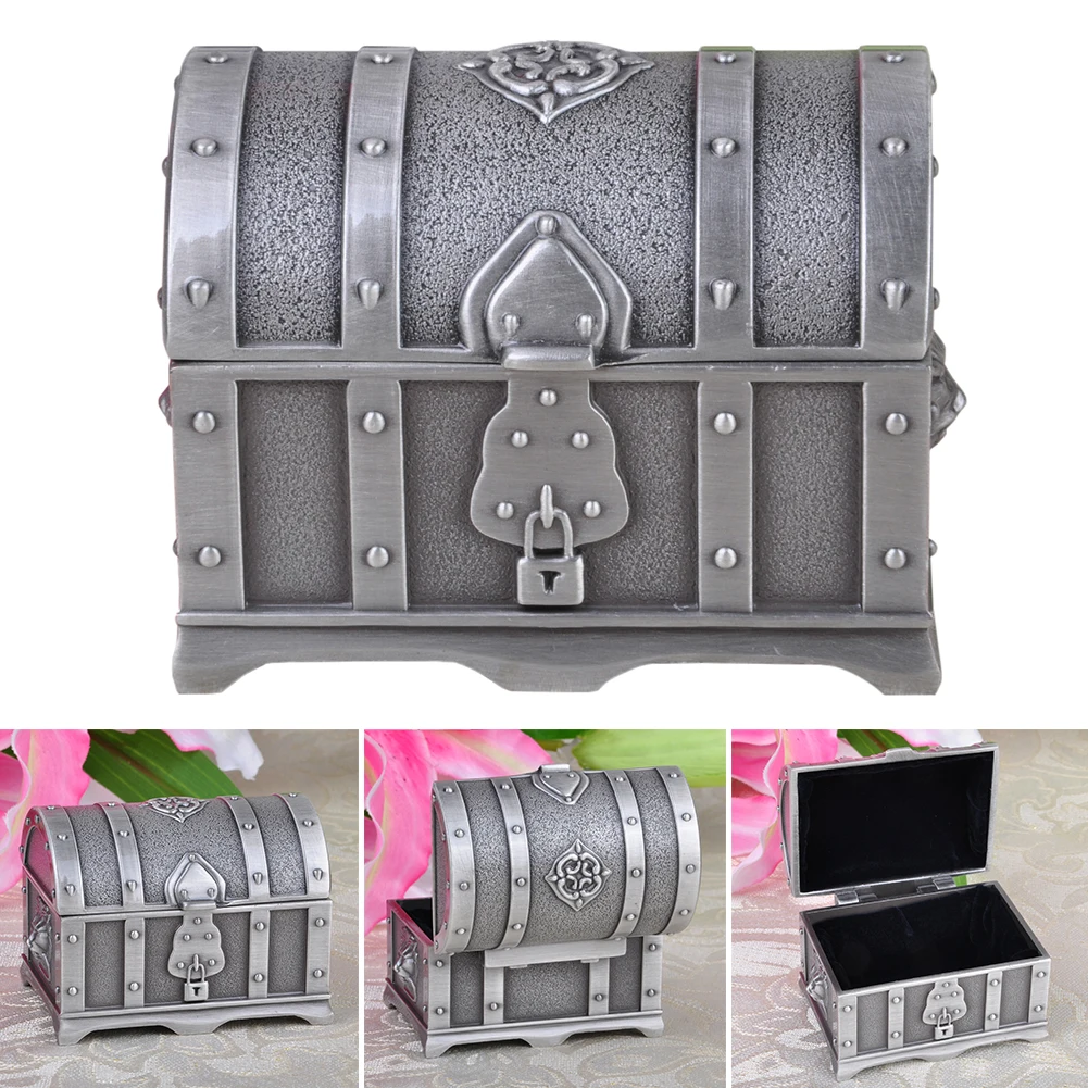

Pirate Ring Earring Jewelry Box Retro Organizer Electroplated Treasure Storage Necklaces Gold Coins