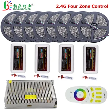 

BOLEDENGYE 2.4G Mi Light Four Zone Control 5050 RGB LED Strip 12V 30 leds/m Flexible Tape For Living Room Bedroom Decoration