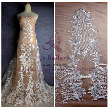 

La Belleza New Off white beautiful sequins wedding dress lace fabric 51"width 1 yard SNZX1802