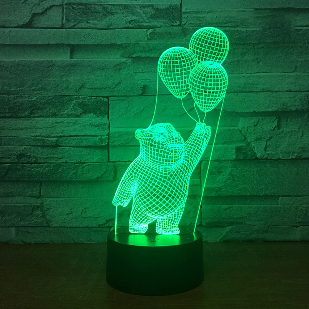 Светодиодный 3D акриловый ночной Светильник Новинка ночника Животные USB 7 цветов Изменение сенсорный выключатель маленькая настольная лампа праздничные подарки