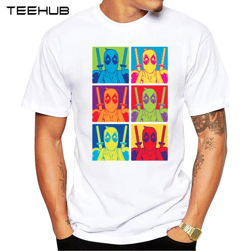 TEEHUB новые летние модные разноцветные футболки с принтом Дэдпула коротким