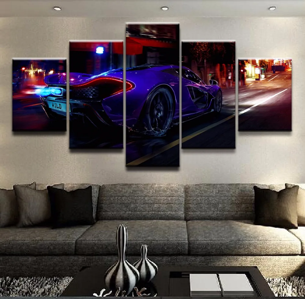 

Canvas Pictures Home Decorative Framework Prints Living Room Poster 5 Pieces Blue McLare P1 Super Sport Car Paintings Wall Art
