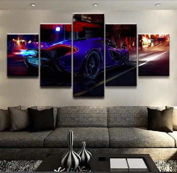 

Canvas Pictures Home Decorative Framework Prints Living Room Poster 5 Pieces Blue McLare P1 Super Sport Car Paintings Wall Art