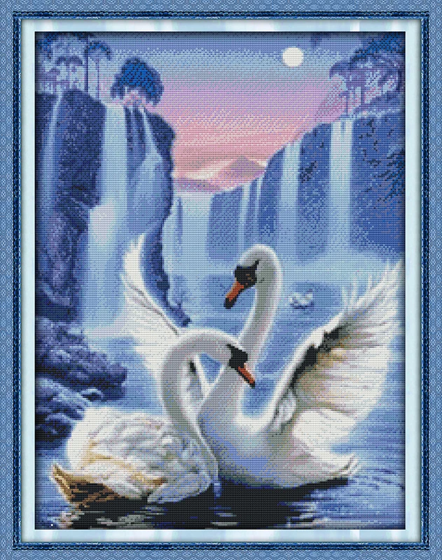 Joy Sunday Love of Swan Discount Cross Stitch Kits Stamped or Counted Pattern Needlework Embroidery Wall Home Decor | Дом и сад