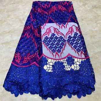 

Good Quality French Lace Fabric With Stones Embroidery Blue Tulle Laces Fabrics For 5 Yards Dresses Sewing Material 2l3065-2623