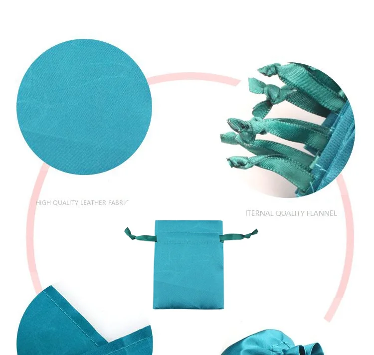 Оптовая продажа Регулируемый упаковка ювелирных изделий ткань атласная Комплект синего цвета бархатный мешок с кулиской 8x10 см