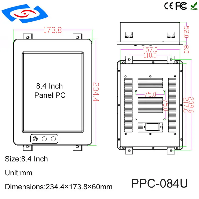 Оптовая продажа с фабрики 8,4 "сенсорный экран промышленных панель ПК Intel Core I5-3317U 3xUSB3. 0 дополнительно I7-3517U все в одном ПК