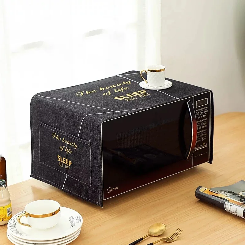 

Cotton and Linen Microwave Cover Cloth thickened oven Dust Cover Waterproof and Oil-proof anti-hot Household Dust Cover
