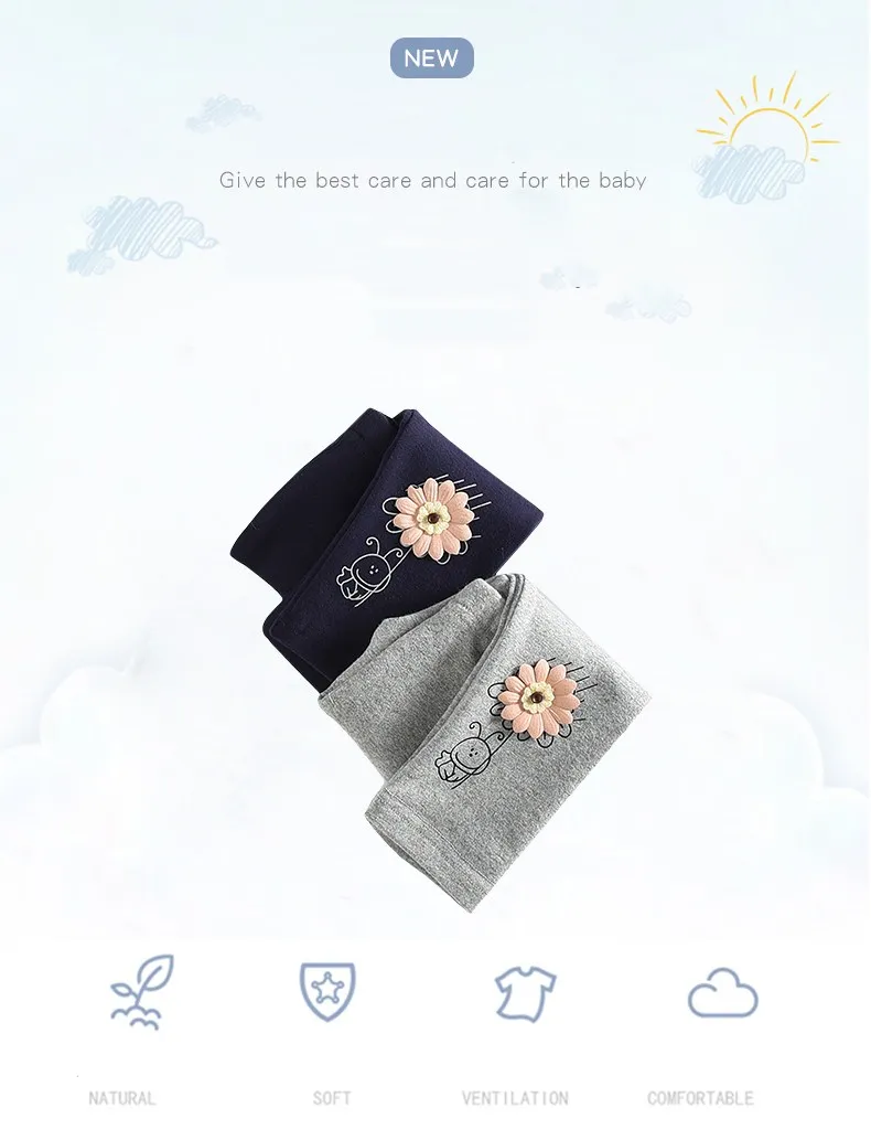 DZIECKO/Детские леггинсы для девочек; коллекция года; брендовые Детские теплые зимние брюки; обтягивающие хлопковые эластичные детские леггинсы с цветочной аппликацией