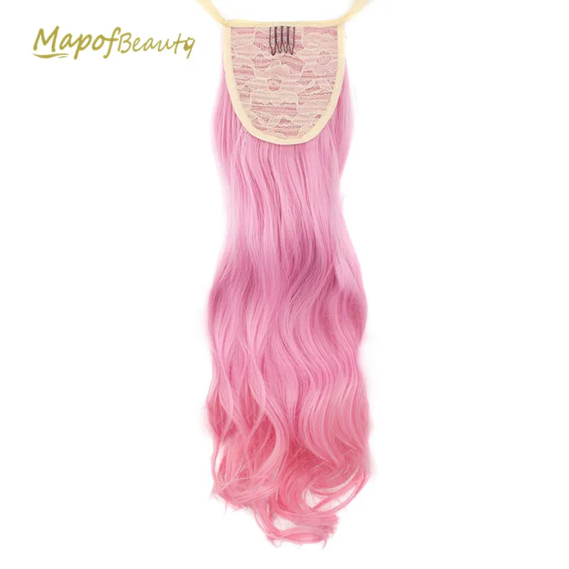 

20" Long Curly Ombre Clip In one Piece Ponytail Drawstring Multicolor Peruca Hair Extensions Synthetic Fiber Hair MapofBeauty