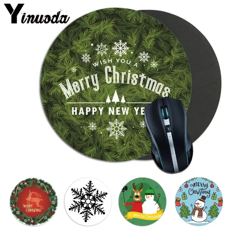 

Yinuoda Christmas wishes of fir leaves Rubber Mouse Durable Desktop Mousepad Comfort small round Mouse Mat Gaming Mouse pad