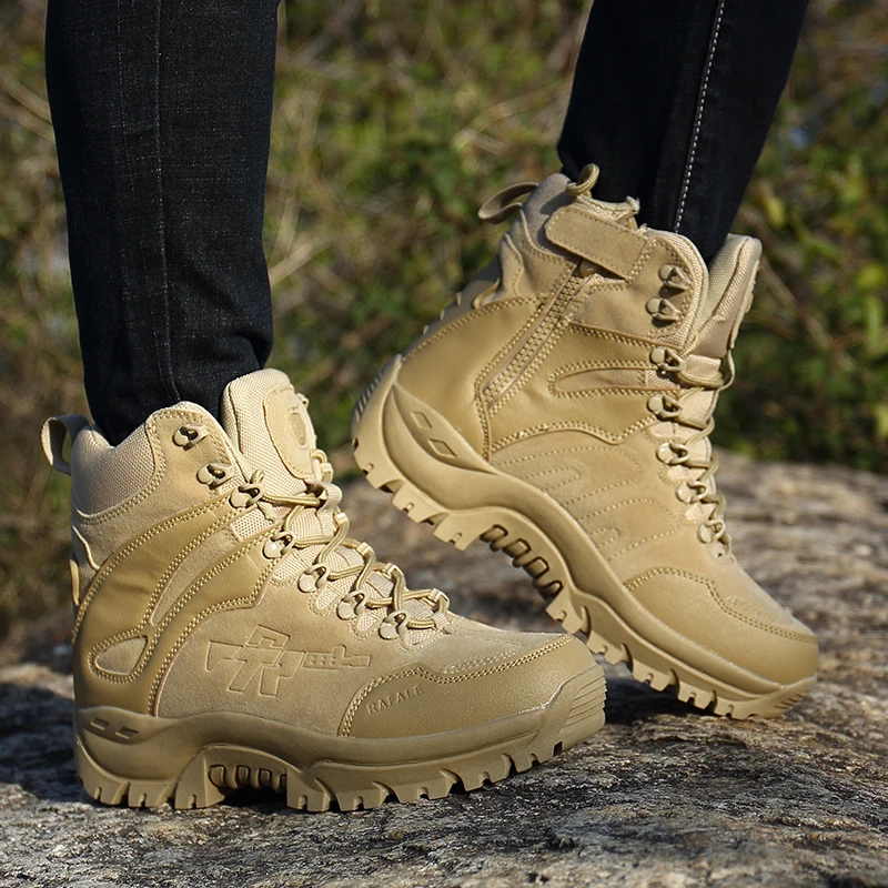 MEIGOUMEIGOU/Новинка года; резиновые ботинки; мужские водонепроницаемые военные ботинки на шнуровке; мужские тактические ботинки для альпинизма и пешего туризма