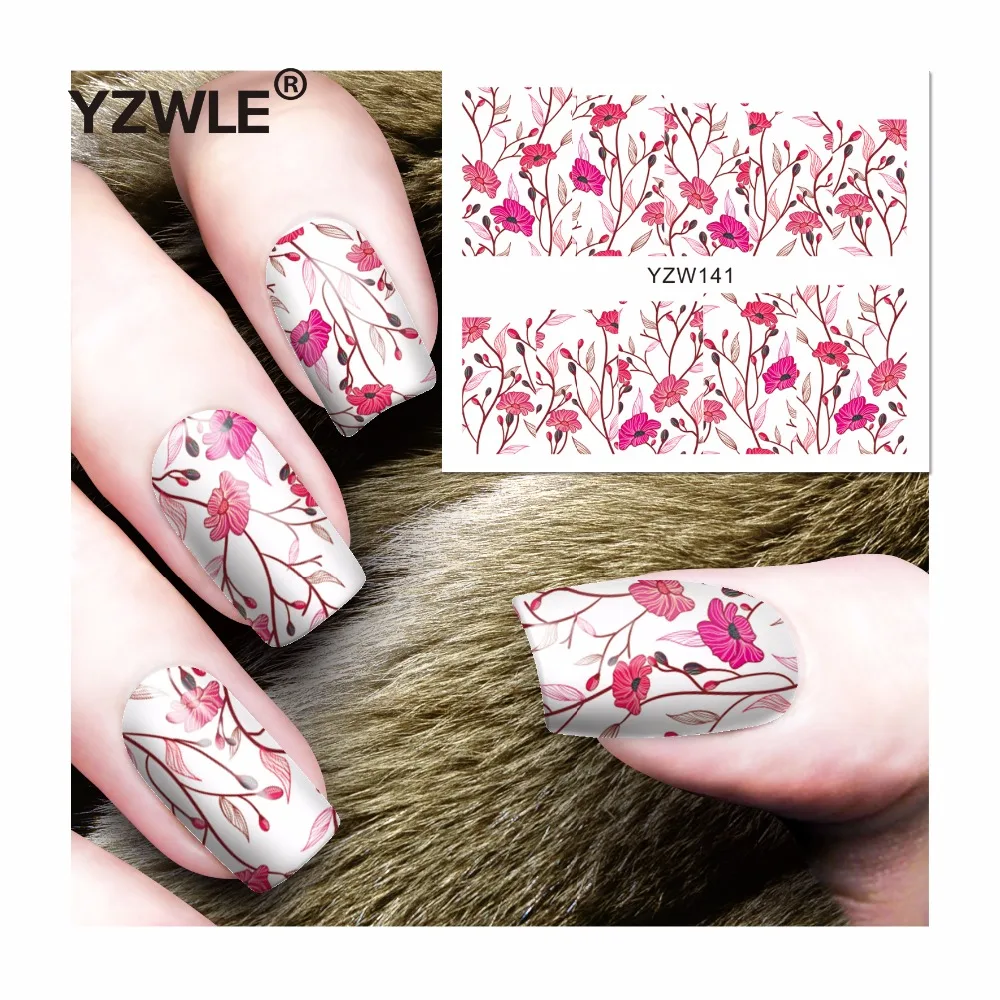 YZWLE, 1 лист, полное покрытие, красивый цветок, переводные наклейки для ногтей, Переводные картинки, сделай сам, красота, декоративные Лаки