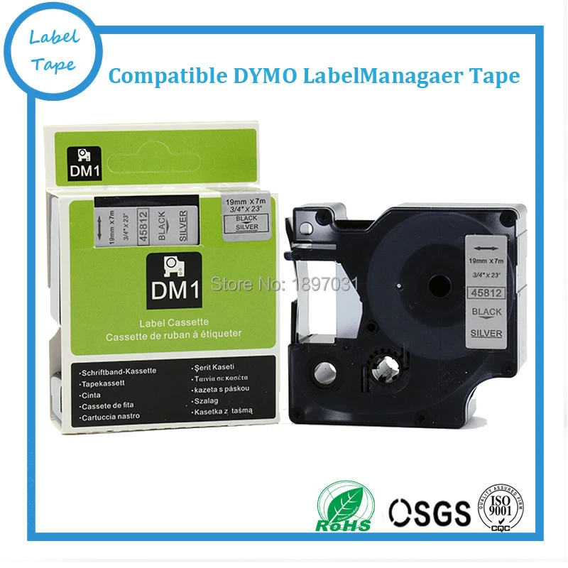 

Great quality Compatible Dymo D1 labelmanager 45812 19mm black on silver DYMO d1 tape