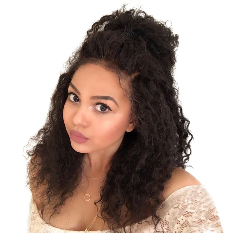 360 de Encaje Frontal Cierre Pre Arrancado de la Onda Profunda Brasileña Virginal Del Pelo Natural de la Rayita Con El Pelo Del Bebé CARA