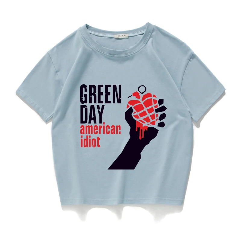 Известный бренд Green Day, женские топы, хлопок, футболка на каждый день, женская футболка с круглым вырезом, универсальный топ, летний Свободный Топ для женщин