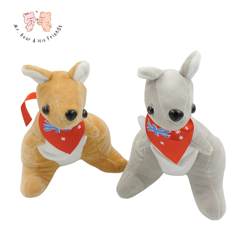 28CM Cute kangaroo Plush Stuffed Animals Soft Toys Gray/Yellow