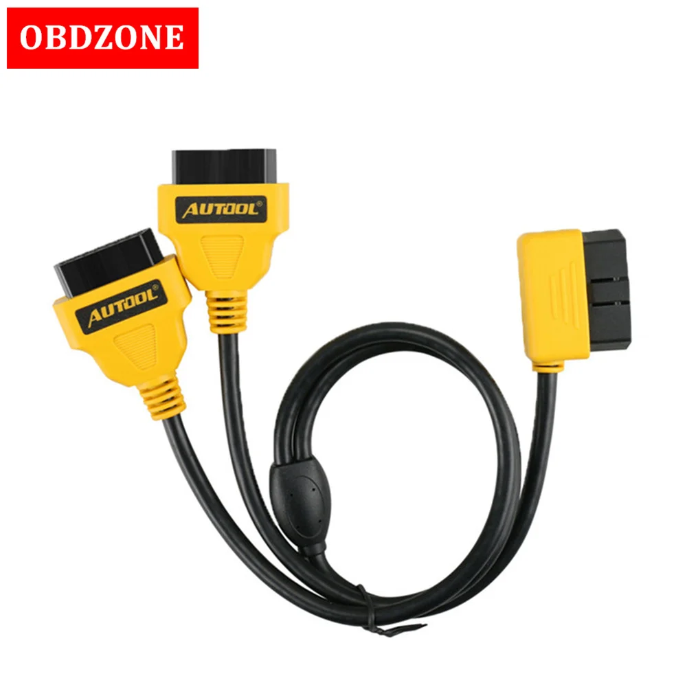 

AUTOOL OBD2 Y Splitter 2 in 1 Extension Cable 16pin OBDII Male to Female Extender Connector