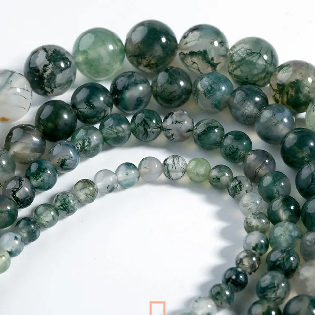 Matte Moss Agate Gemstone Beads For Jewelry Making - 8mm, 5 Strands Per Bag (240+ Beads), Includes Elastic Cord