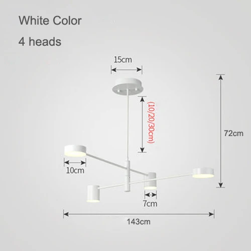 Современный винтажный арт Chanderlier освещение для высокого потолка гостиной Brdroom поверхностное крепление Регулируемый Черный потолочный светодиодный светильник - Цвет абажура: 4 Lights- White