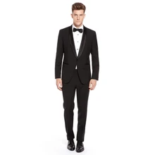 Custom Made Mens Suits Groomsmen Shawl Satin Lapel Groom Tuxedos Black Wedding Best Man Suit (Jacket+Pants) B654