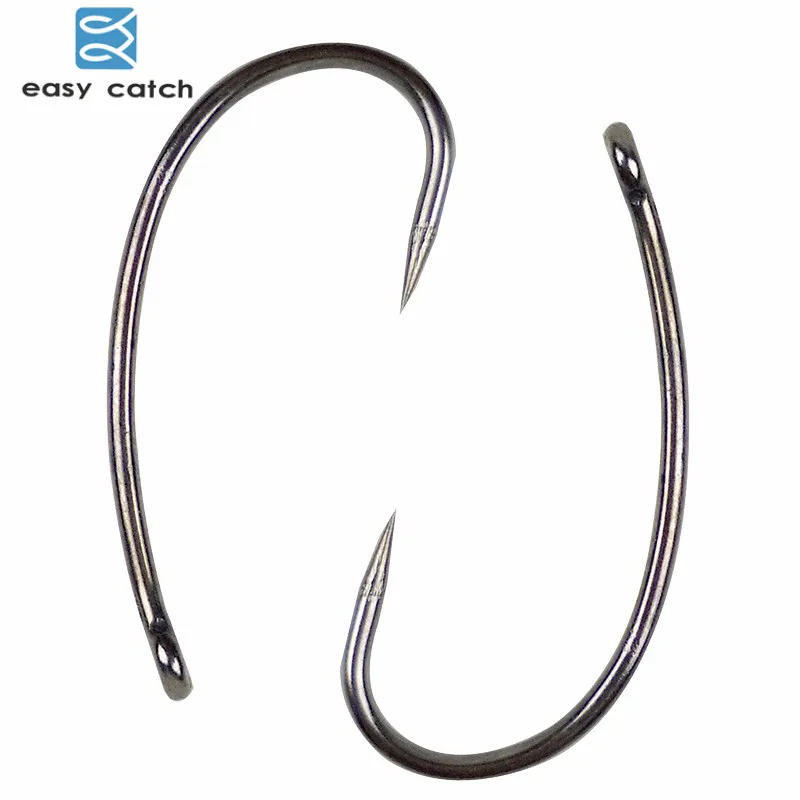

Easy Catch 100pcs 8245 Barbless Carp Fishing Hooks Black No Barb Circle Curve Shank Carp Hair Rigs Fishing Hook Size 2 4 6 8 10