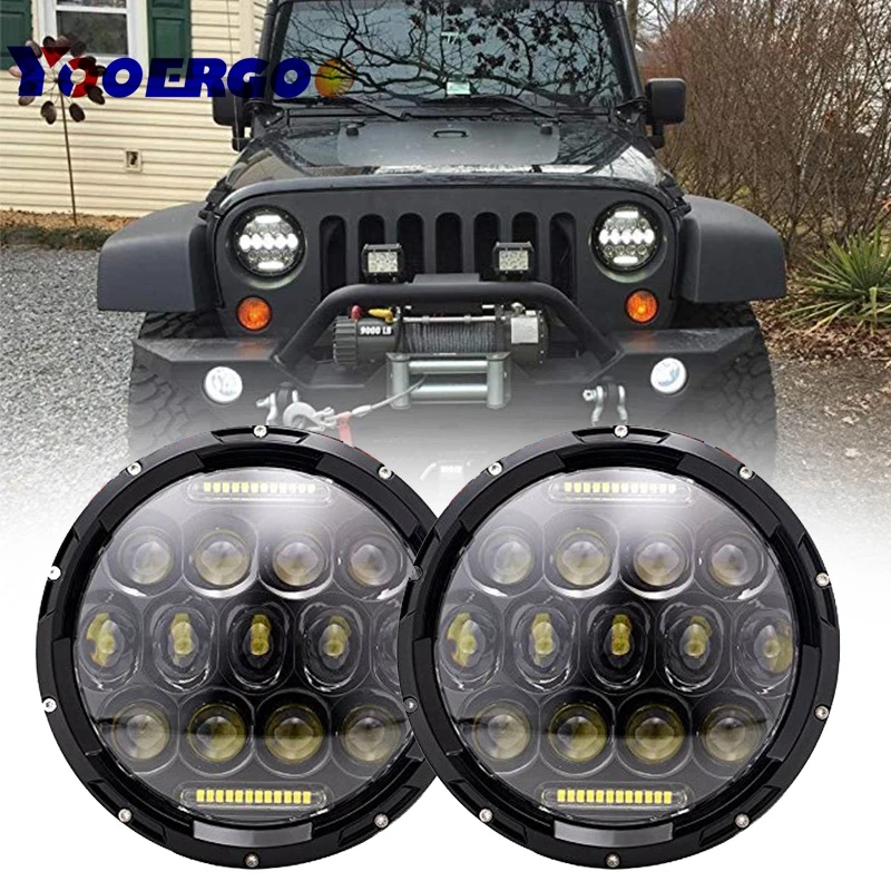 1pair 75W Round LED Headlight Bulb for Jeep Wrangler JK Hummer H1 H2