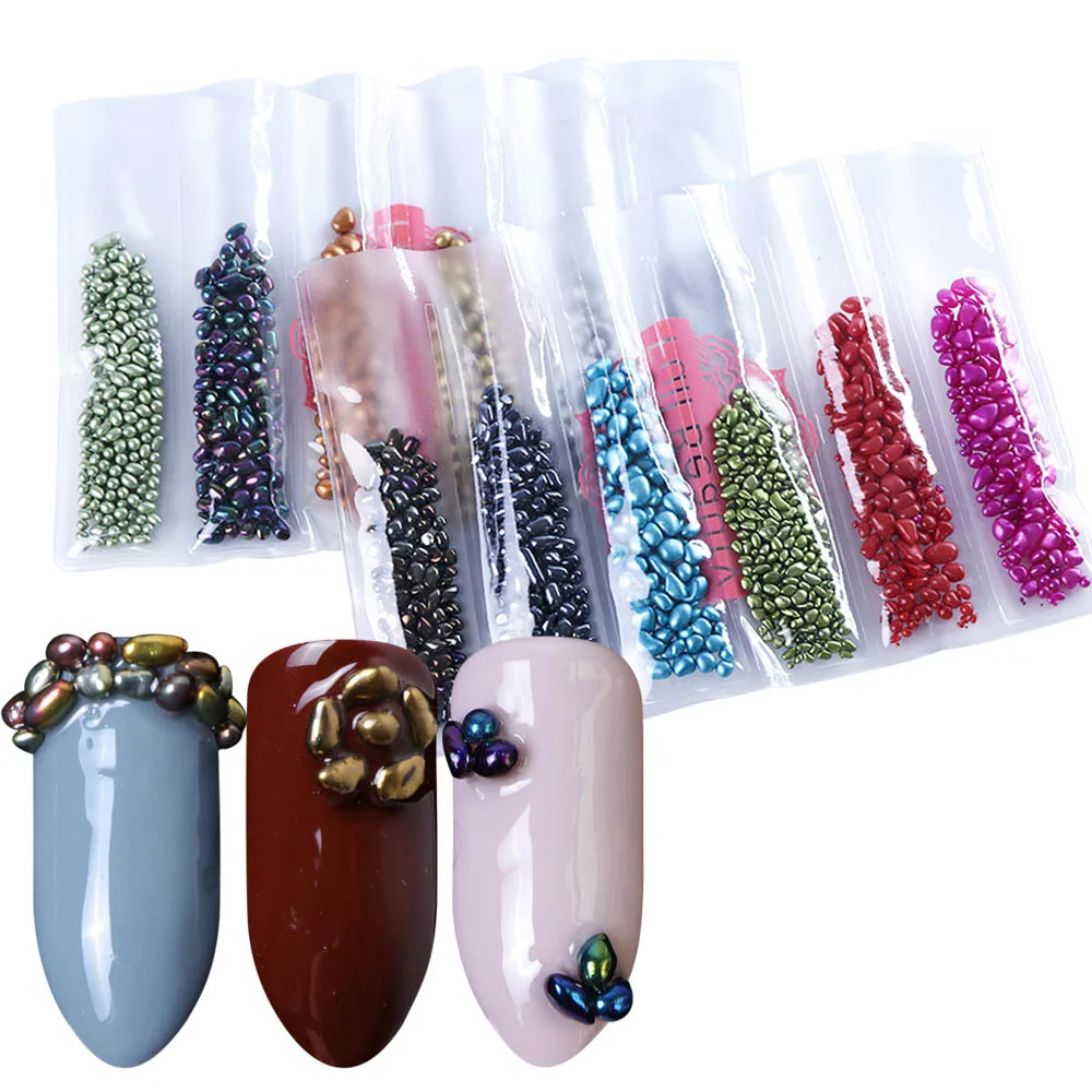 

6 Designs Rainbow Irregular Stone Nail Art Decorations Natural Rhinestones For Nails Colorful Broken Gems Manicure Access TRA36